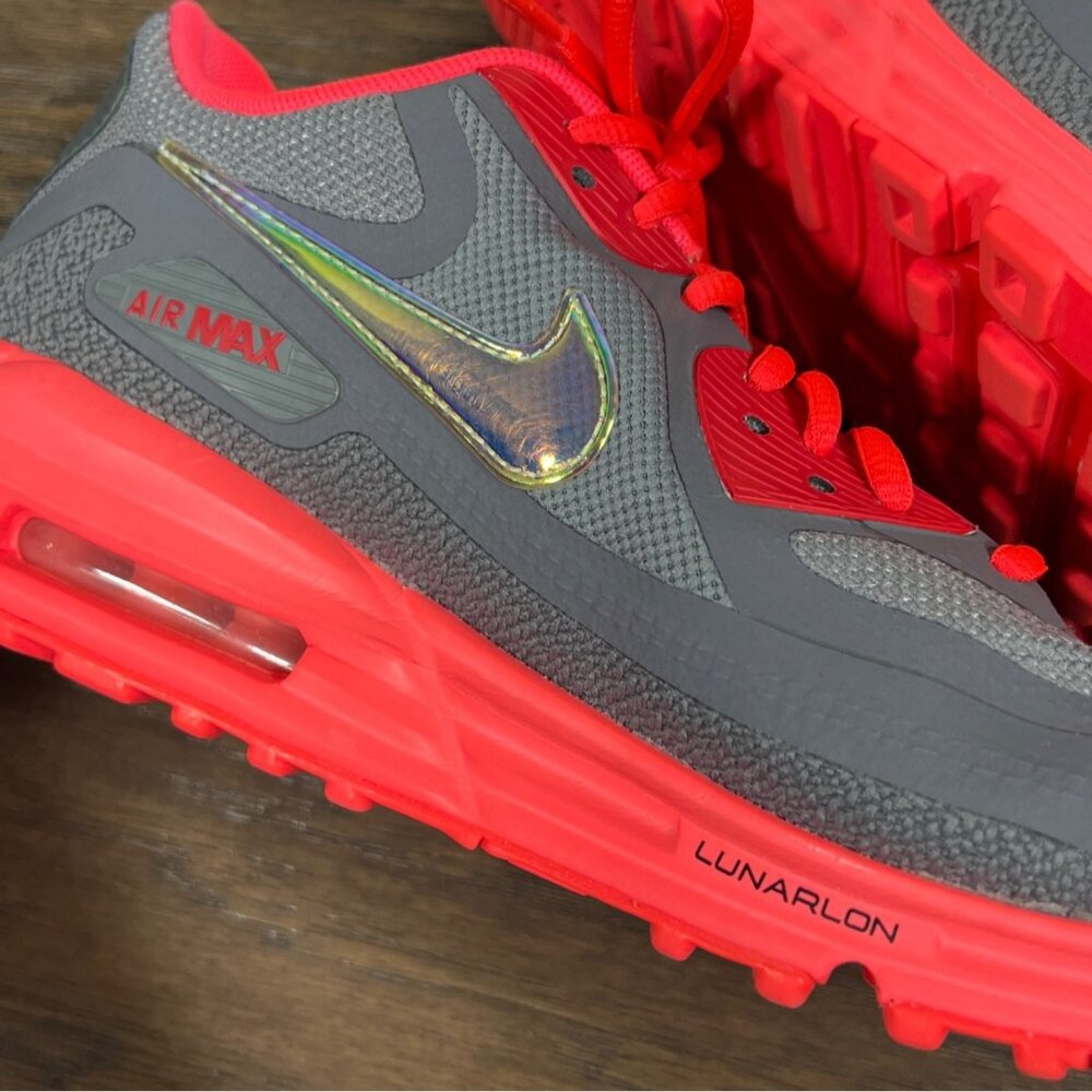 NIKE Air Max Lunarlon Running Shoes Fluorescent Pink Gray Ladies US Sz 9 EUC - Picture 8 of 10